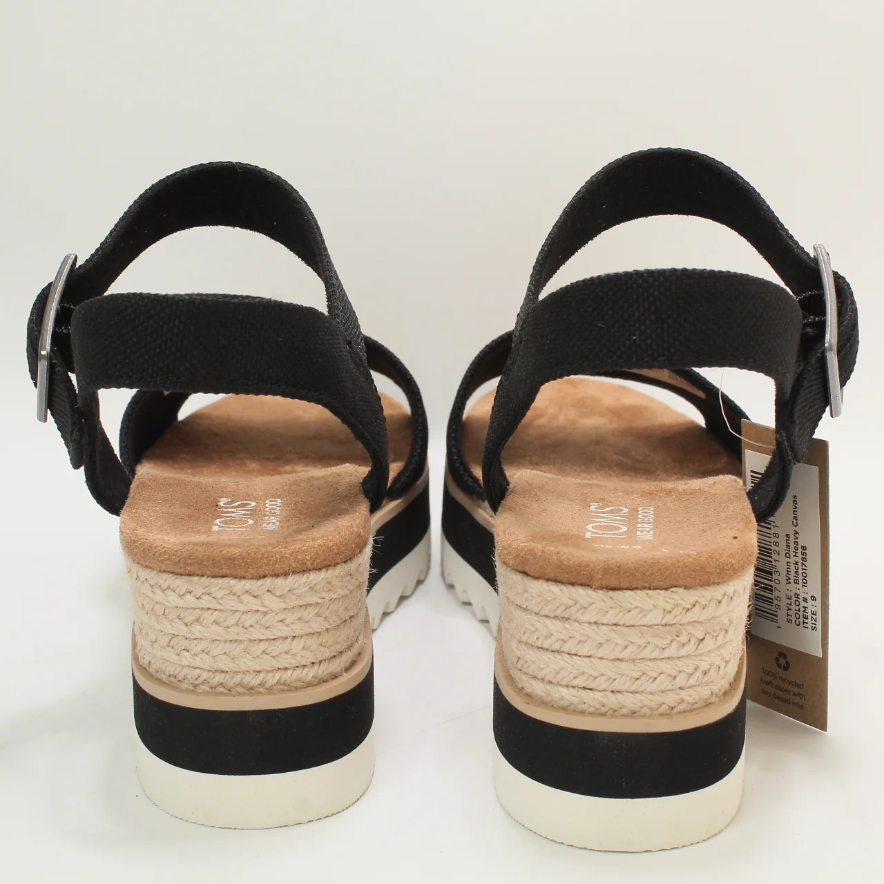 Odd sizes - Womens Toms Diana Wedge Sandal Black Canvas Uk Sizes Right 7/Left 6 - Image 3