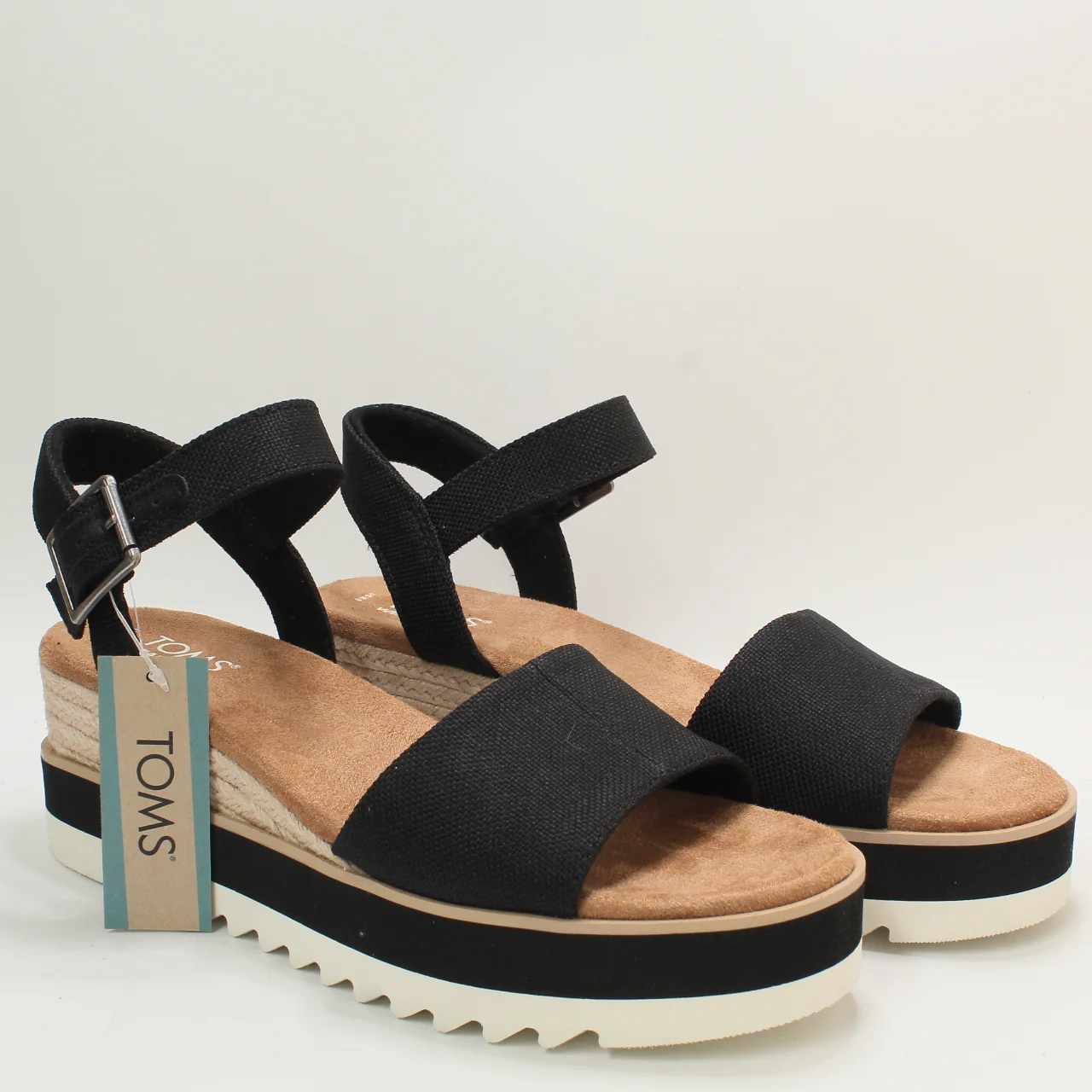 Odd sizes - Womens Toms Diana Wedge Sandal Black Canvas Uk Sizes Right 7/Left 6 - Image 4