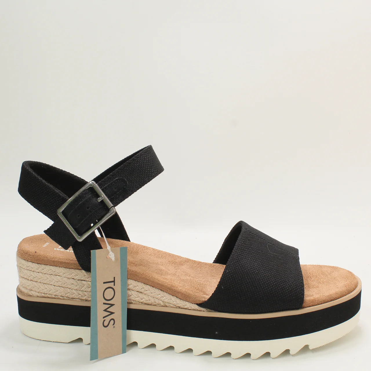 Odd sizes - Womens Toms Diana Wedge Sandal Black Canvas Uk Sizes Right 7/Left 6 - Image 5