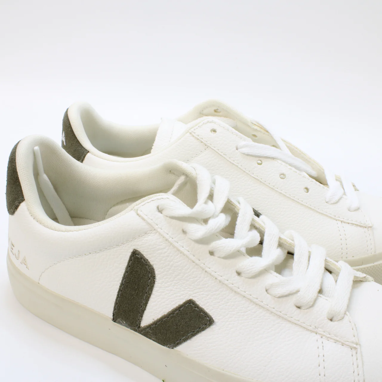 Odd sizes - Womens Veja Campo White Khaki F Uk Sizes Right 4/Left 5 - Image 3