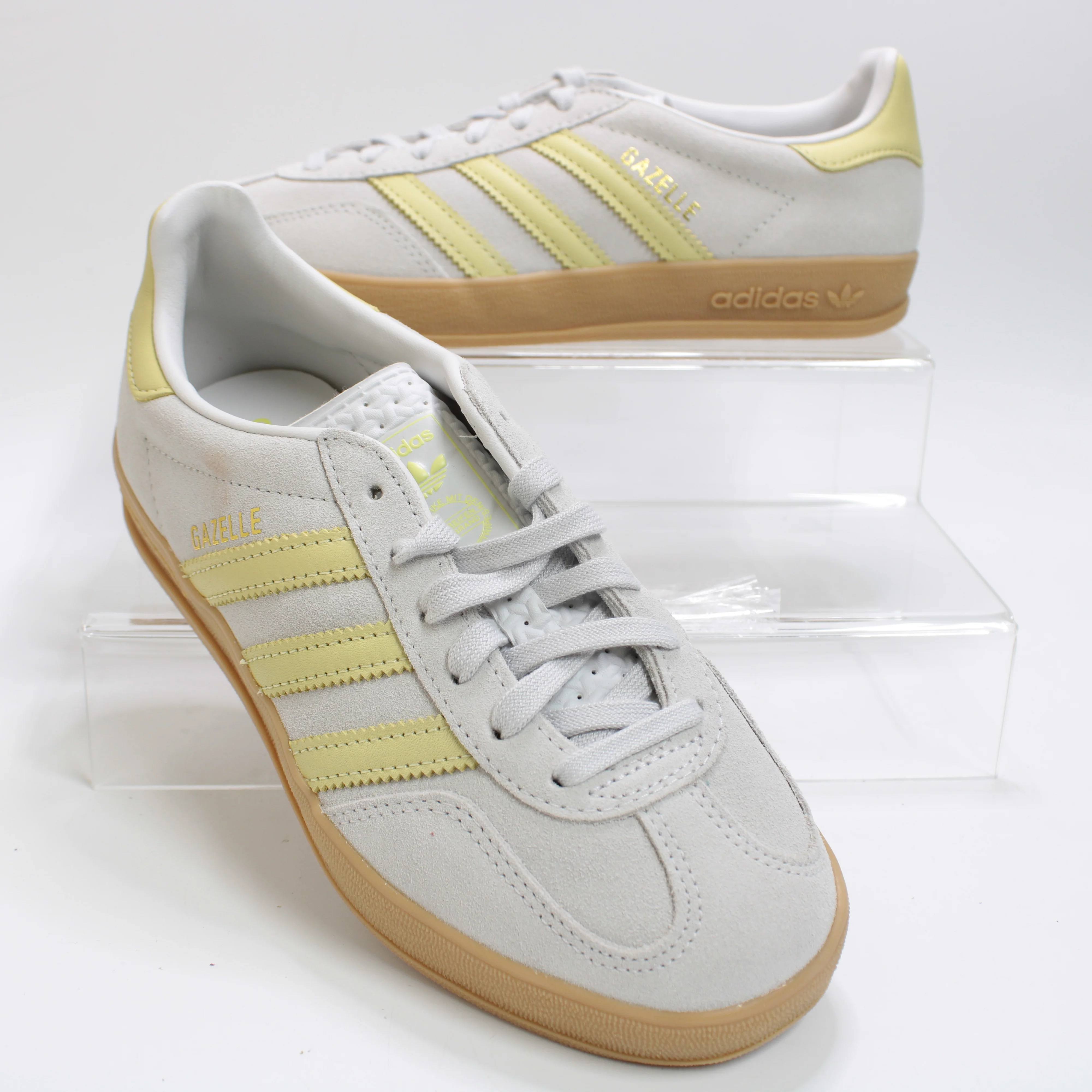 adidas Gazelle Indoor Trainers Grey One Power Yellow Gum - Image 6