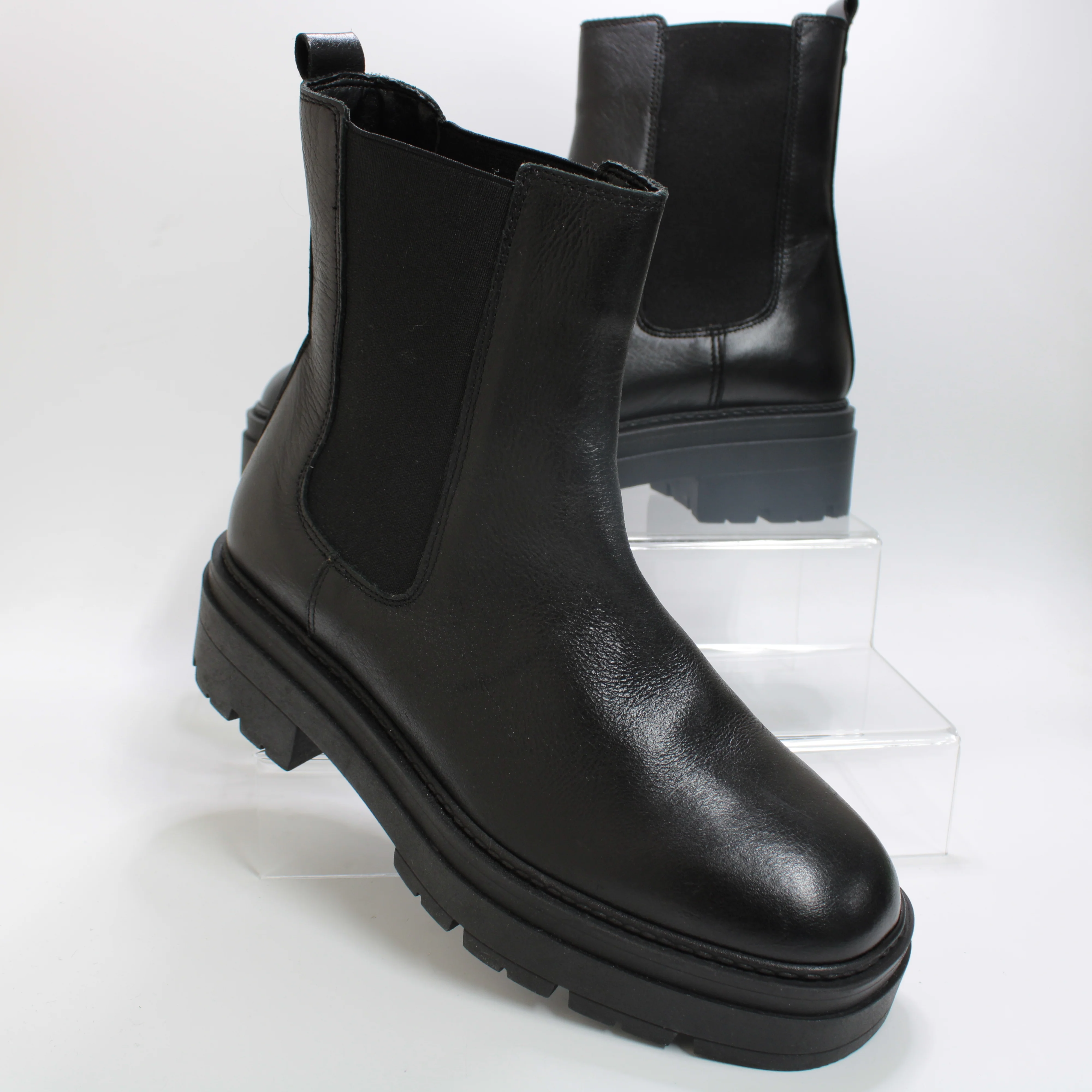 Womens OFFICE Ace Cleat Sole Chelsea Boots Black Leather - Image 6