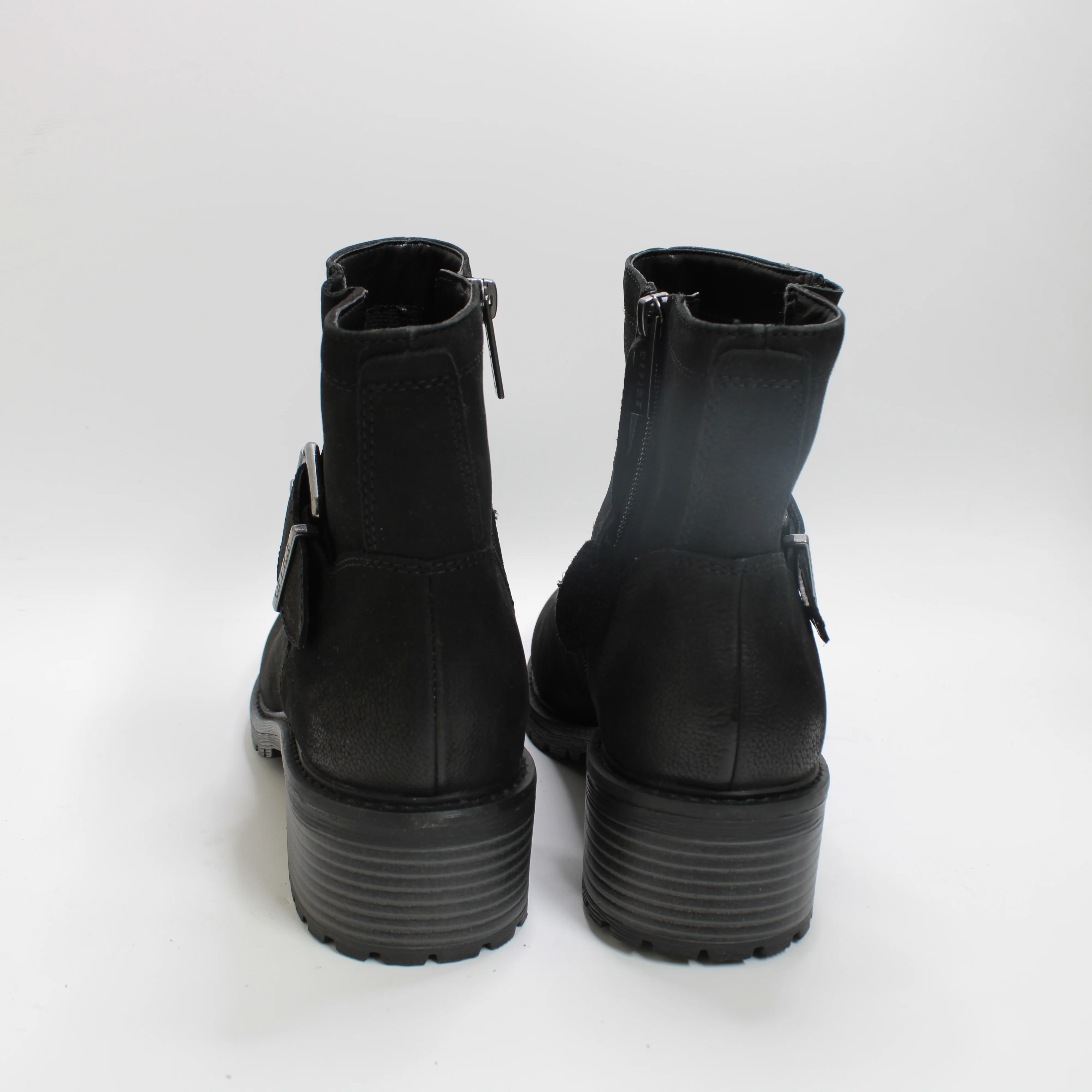 Womens OFFICE Avril Cleat Sole Buckle Boots Black Nubuck - Image 4
