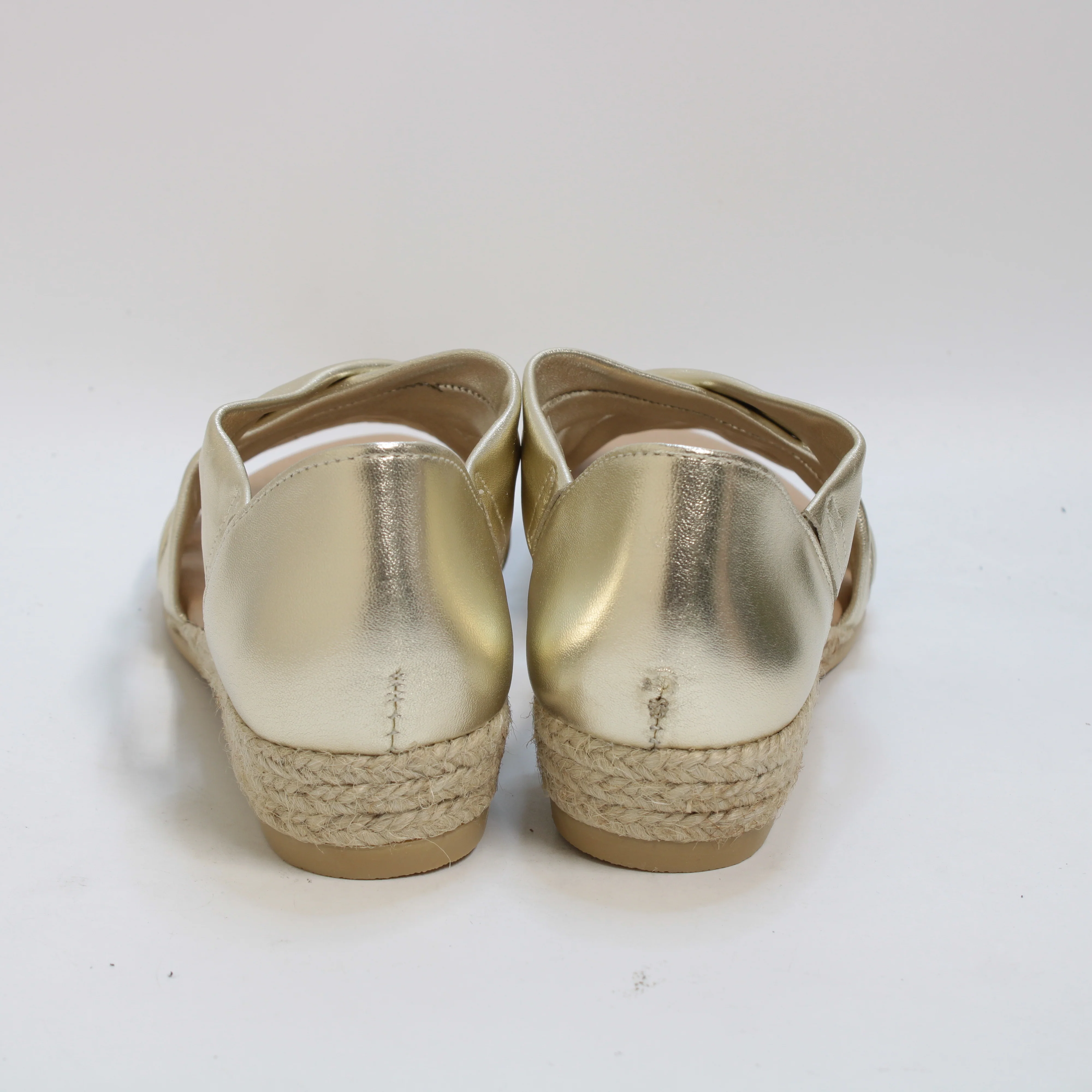 Womens OFFICE Hallie Cross Strap Espadrilles Gold Leather - Image 3