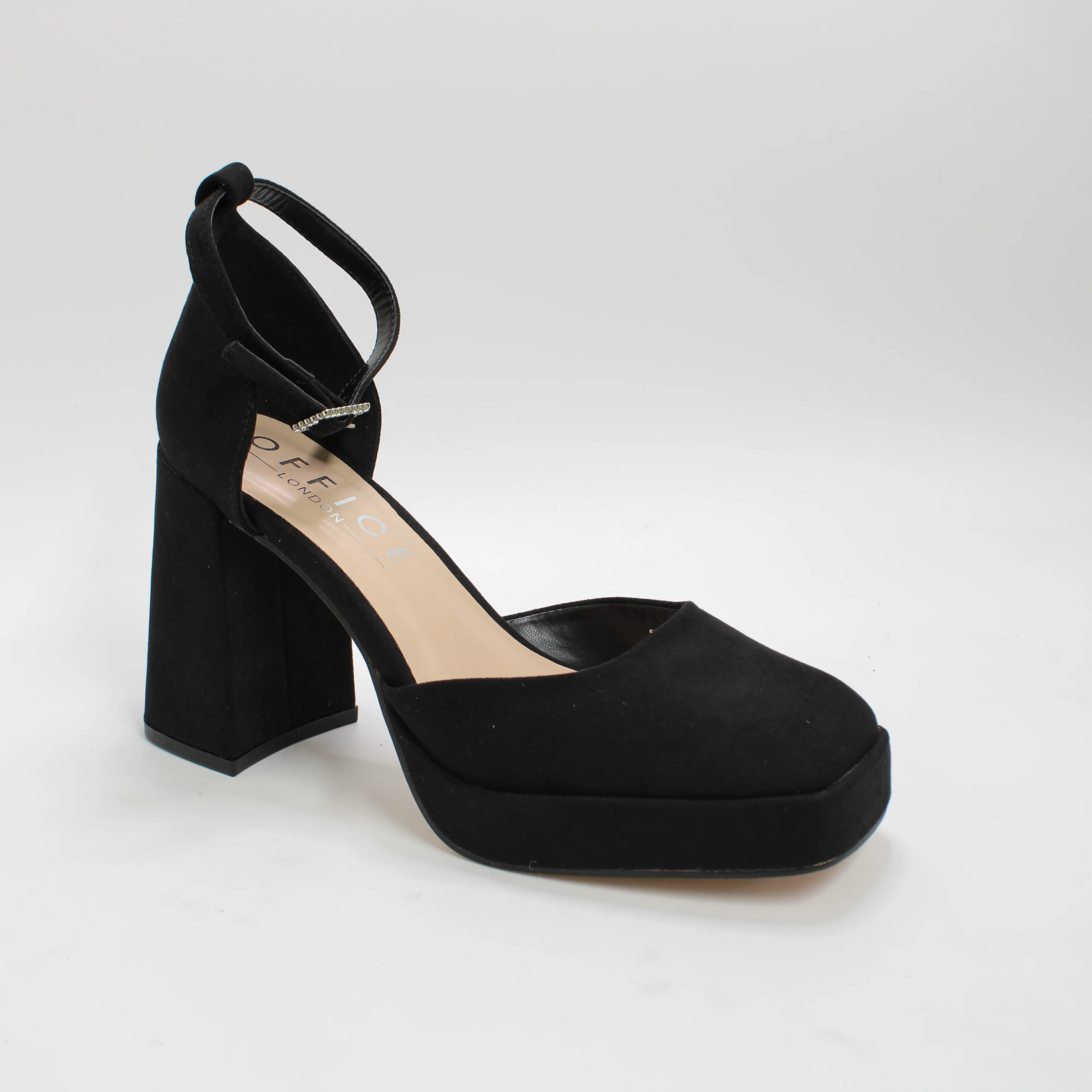 Womens OFFICE Hey Day Two Part Embellished Buckle Platform Black - Image 3