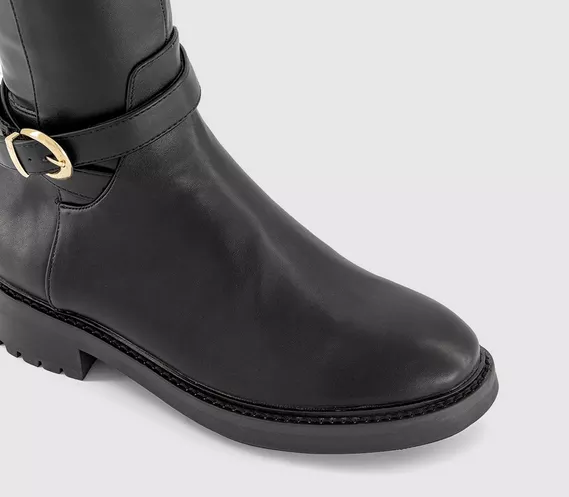Womens OFFICE Kai Buckle Detail Knee High Rider Boots Black - Image 3