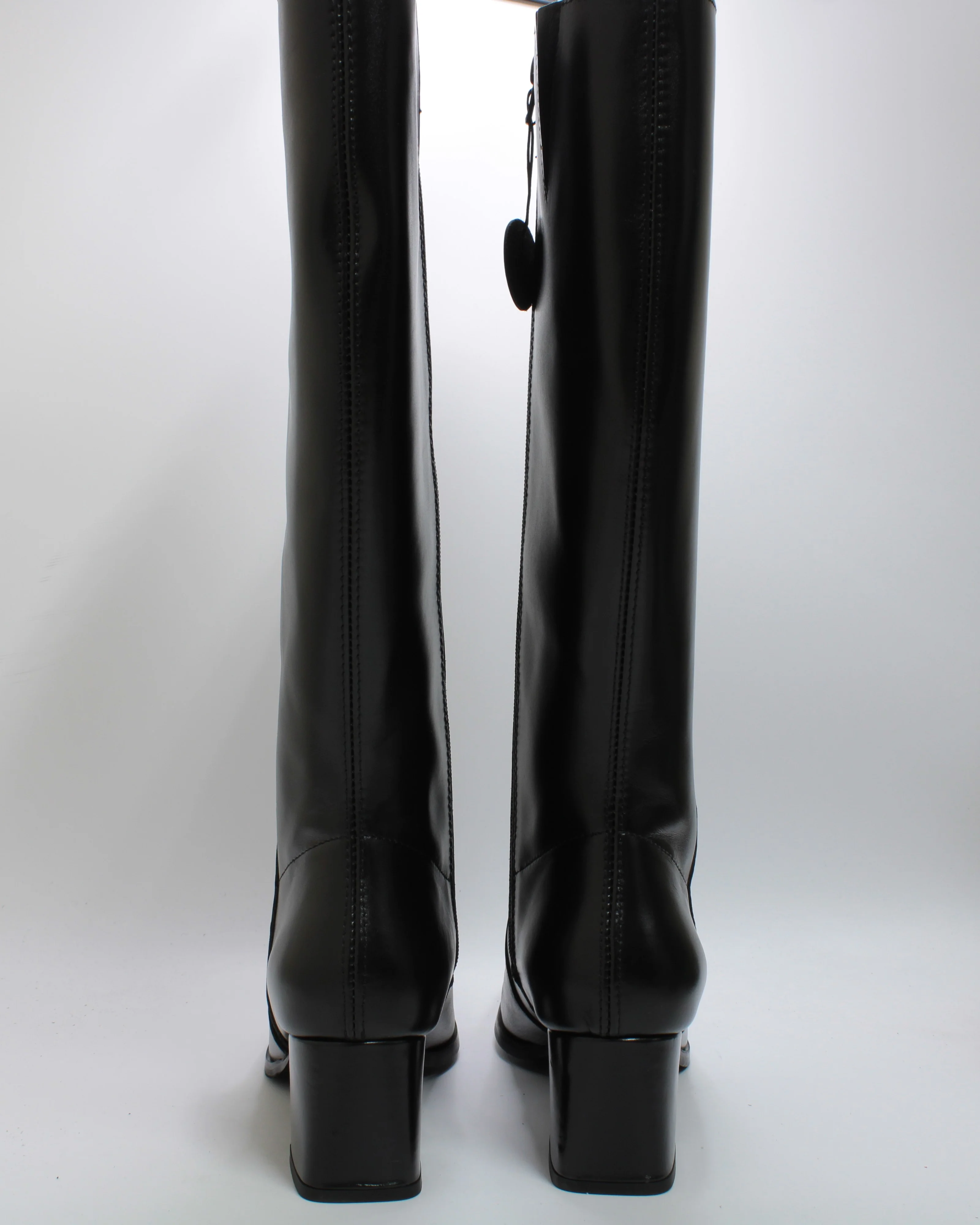 Womens OFFICE Kleo Block Heel Knee High Boots Black Leather - Image 3