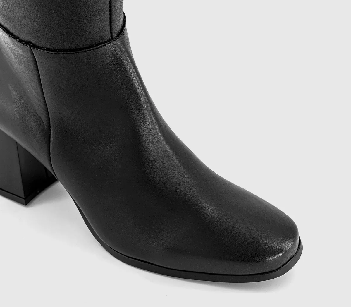 Womens OFFICE Krista Block Heel Knee High Boots Black Leather - Image 4