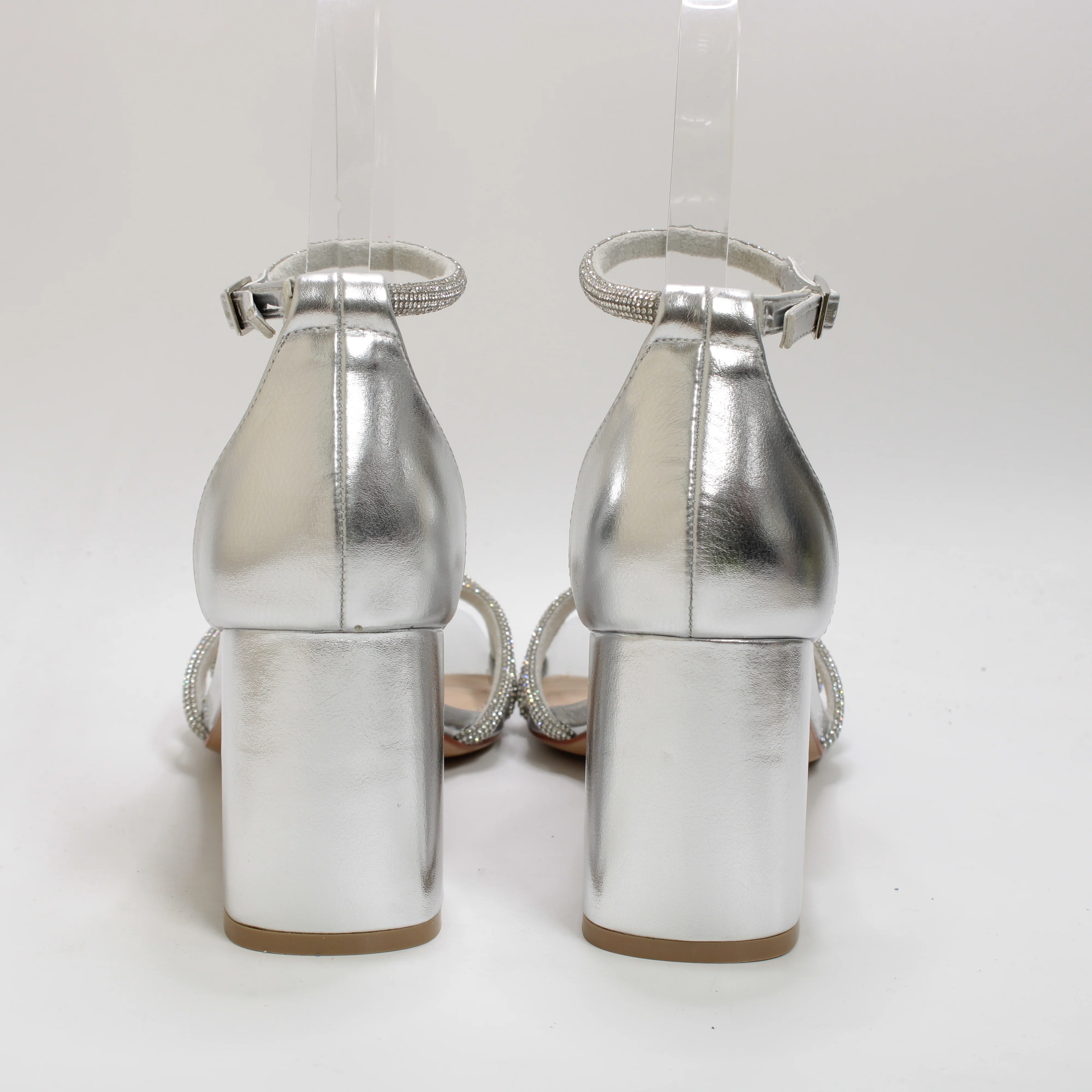 Womens OFFICE Mahlia Embellished Block Heels Silver - Image 3